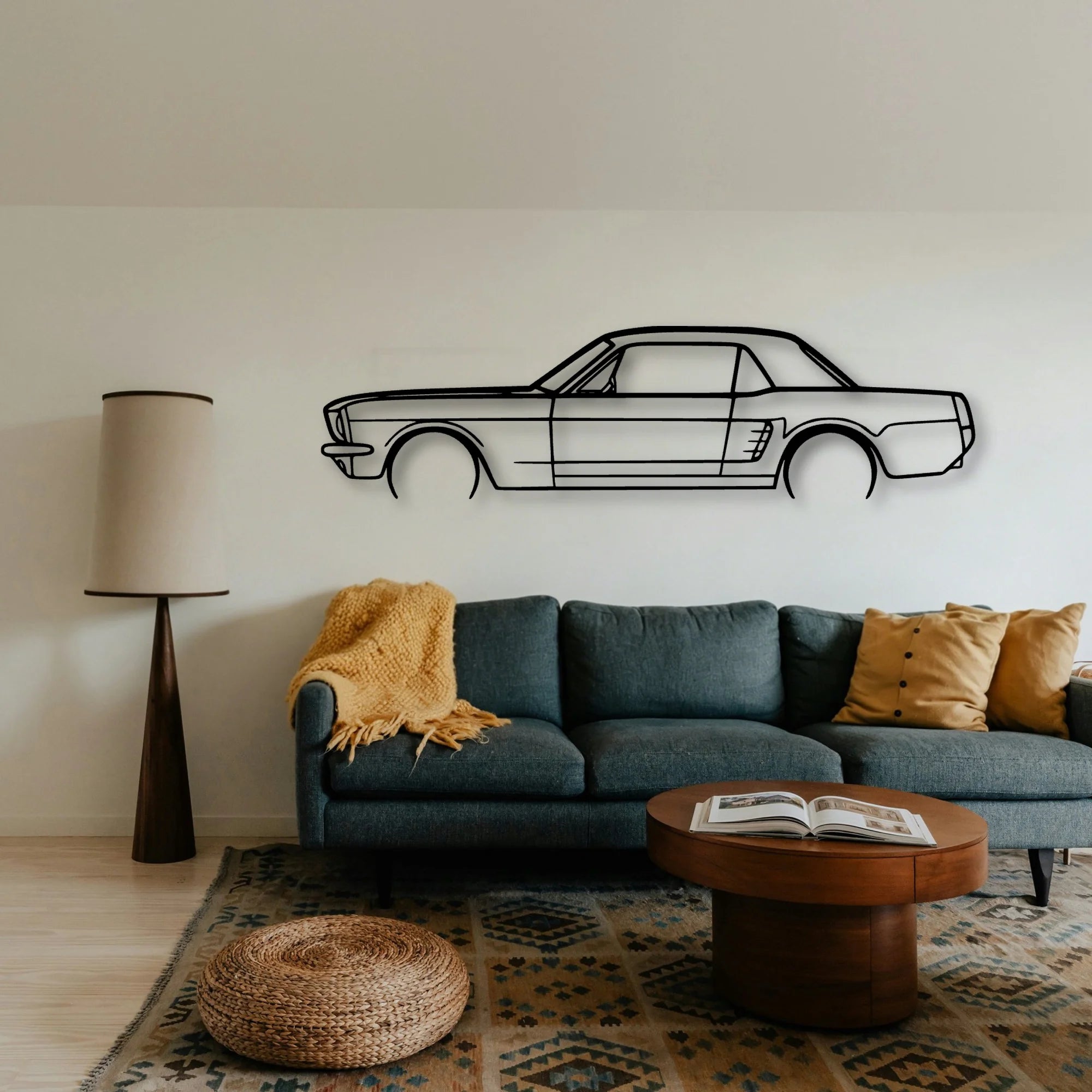 Mustang Coupe 1966 Classic Silhouette Metal Wall Art - Tinvibe