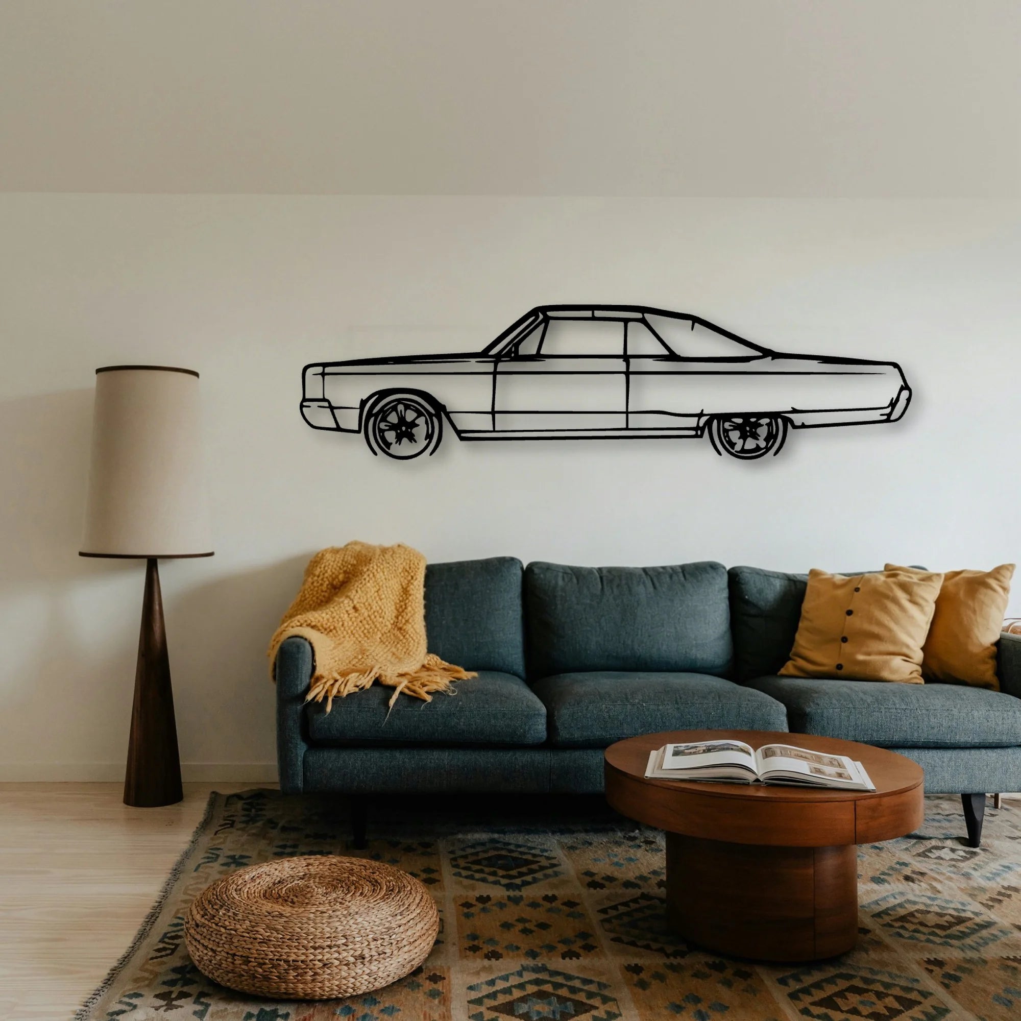 Newport Convertible 1967 Classic Silhouette Metal Wall Art - Tinvibe