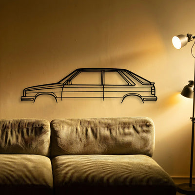 R11 Turbo 1986 Classic Silhouette Metal Wall Art - Tinvibe