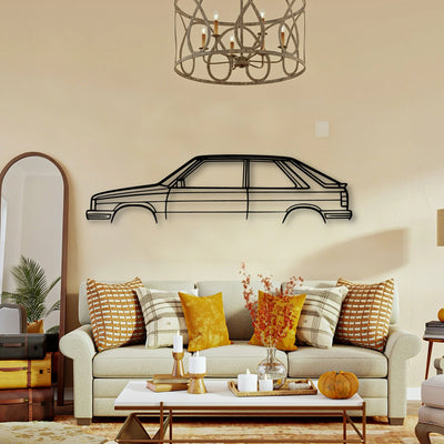 R11 Turbo 1986 Classic Silhouette Metal Wall Art - Tinvibe