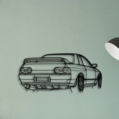 R32 GTR Nismo Angle Classic Silhouette Metal Wall Art - Tinvibe