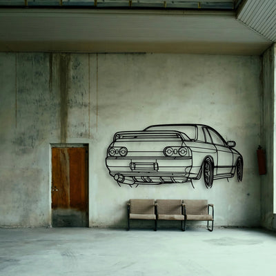 R32 GTR Nismo Angle Classic Silhouette Metal Wall Art - Tinvibe