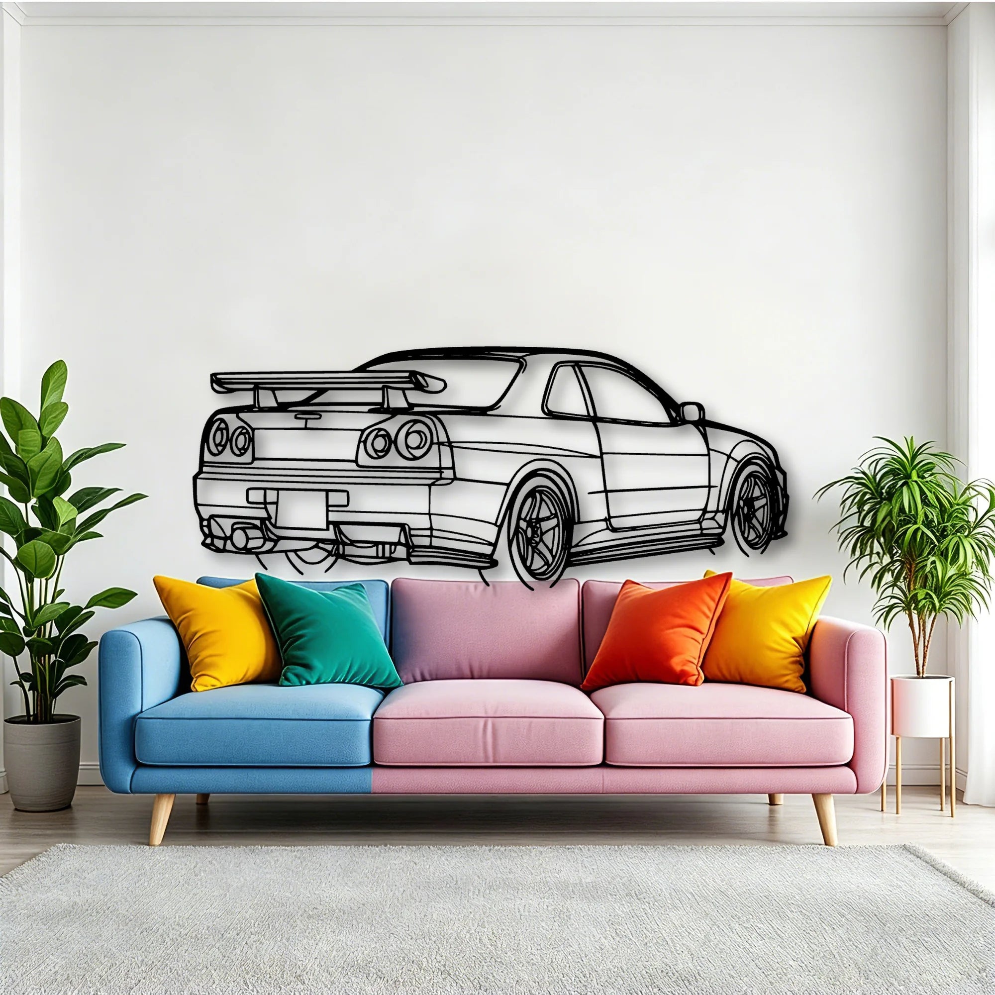 R34 GTR Nismo Angle Classic Silhouette Metal Wall Art - Tinvibe