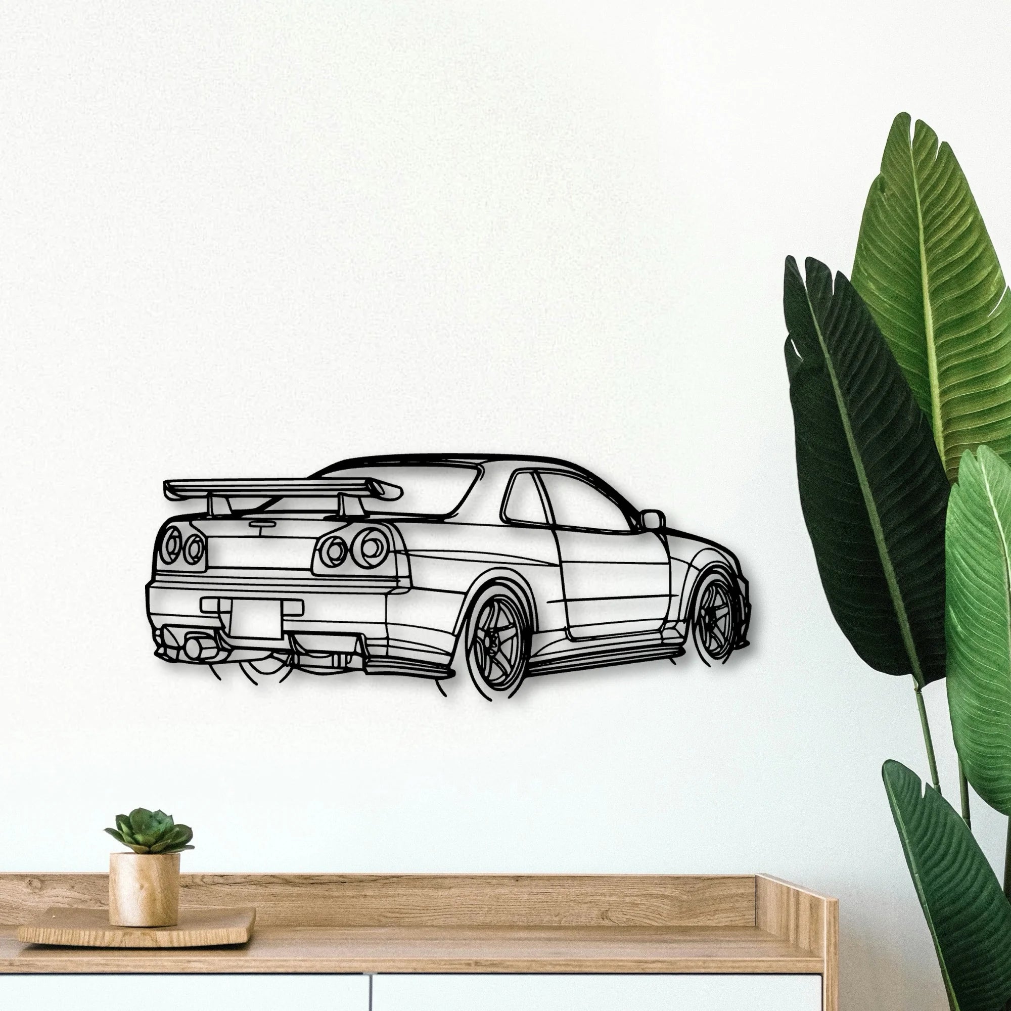 R34 GTR Nismo Angle Classic Silhouette Metal Wall Art - Tinvibe