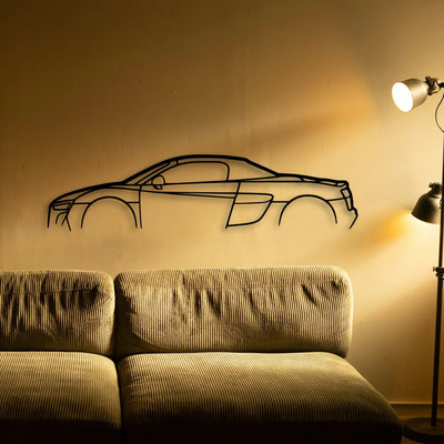 R8 Spyder MK2 Classic Silhouette Metal Wall Art - Tinvibe