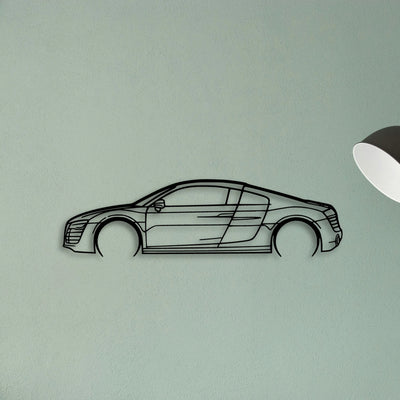 R8 V10 Plus 2014 Classic Silhouette Metal Wall Art - Tinvibe