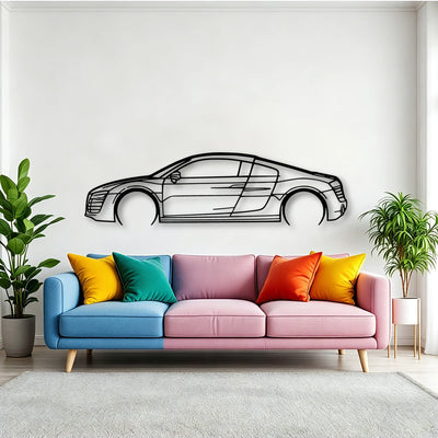 R8 V10 Plus 2014 Classic Silhouette Metal Wall Art - Tinvibe