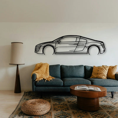 R8 V10 Plus 2014 Classic Silhouette Metal Wall Art - Tinvibe