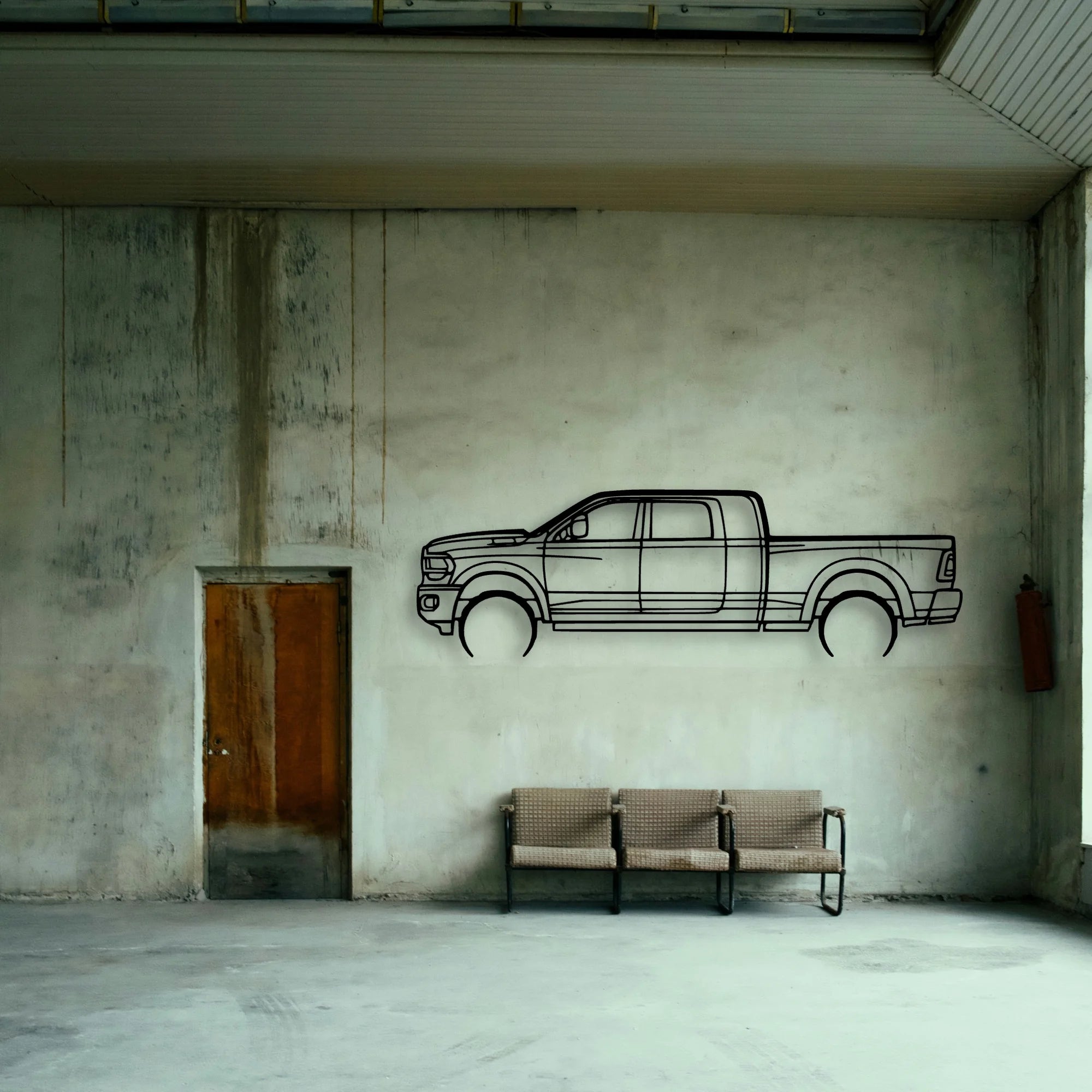 RAM 2500 Mega Classic Silhouette Metal Wall Art - Tinvibe