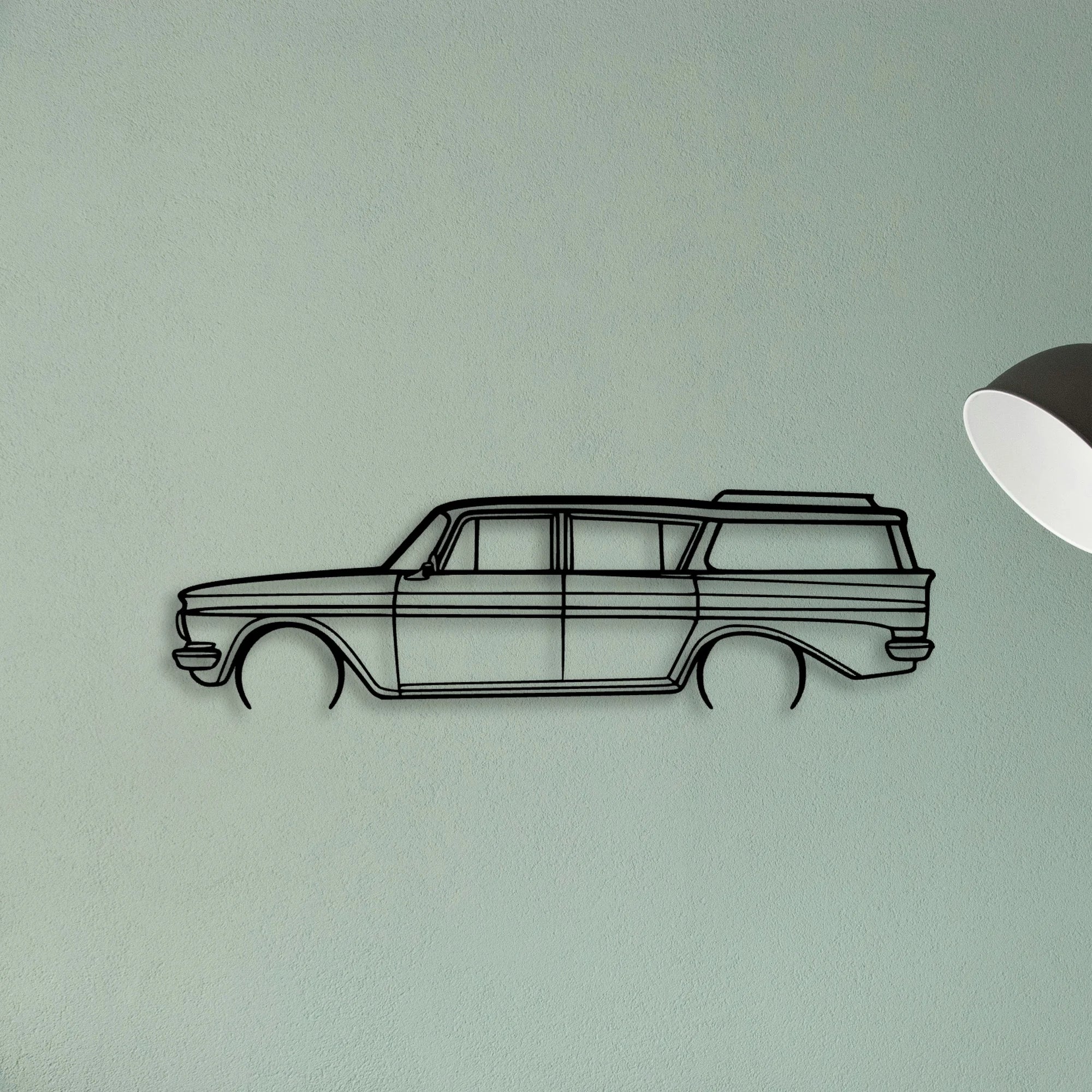 Rambler Wagon 1961 Classic Silhouette Metal Wall Art - Tinvibe