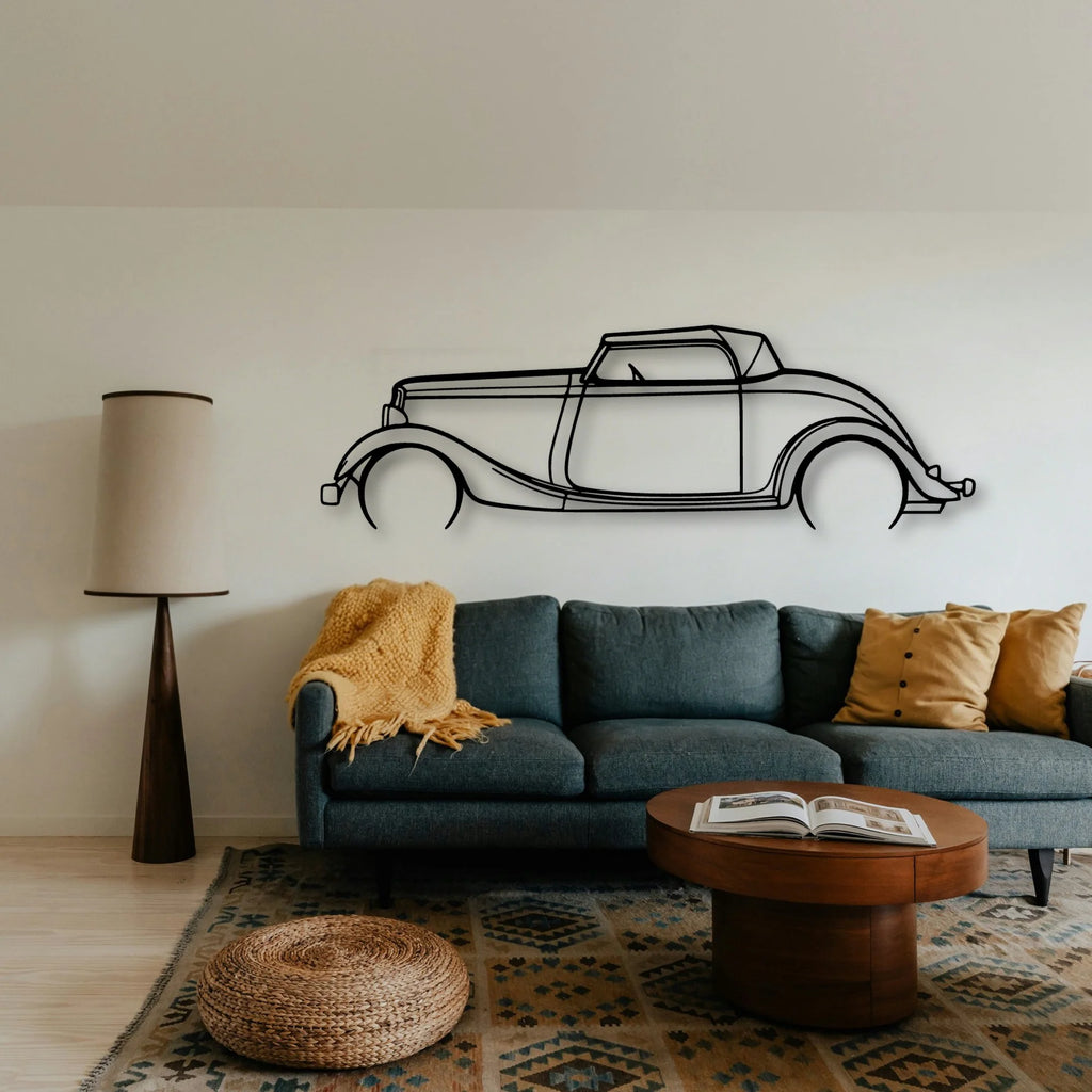 Roadster 1934 Classic Silhouette Metal Wall Art - Tinvibe