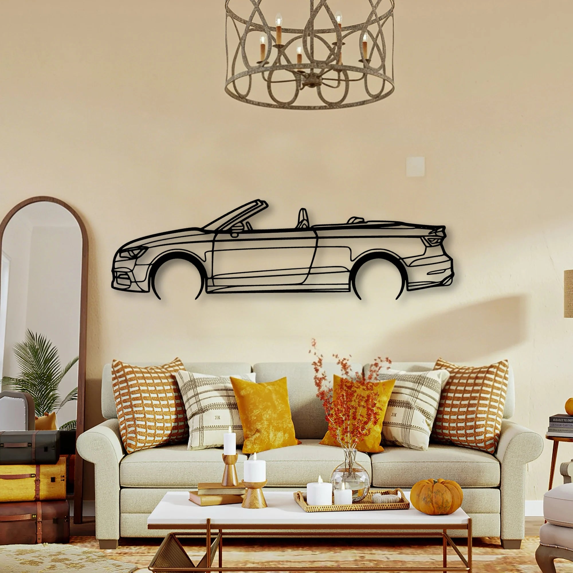 S3 Convertible 2015 Classic Silhouette Metal Wall Art - Tinvibe