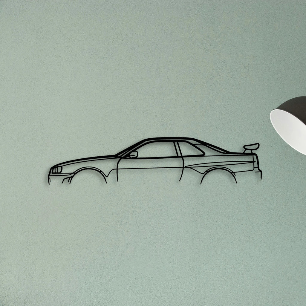 Skyline GT R R34 Classic Silhouette Metal Wall Art - Tinvibe
