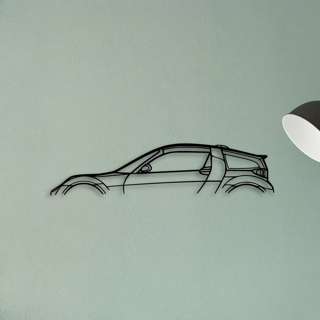 Smart Coupe B Edition 2002 Classic Silhouette Metal Wall Art - Tinvibe