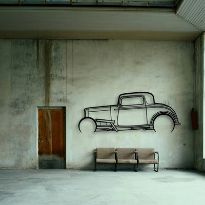 Street ROD 1932 Classic Silhouette Metal Wall Art - Tinvibe