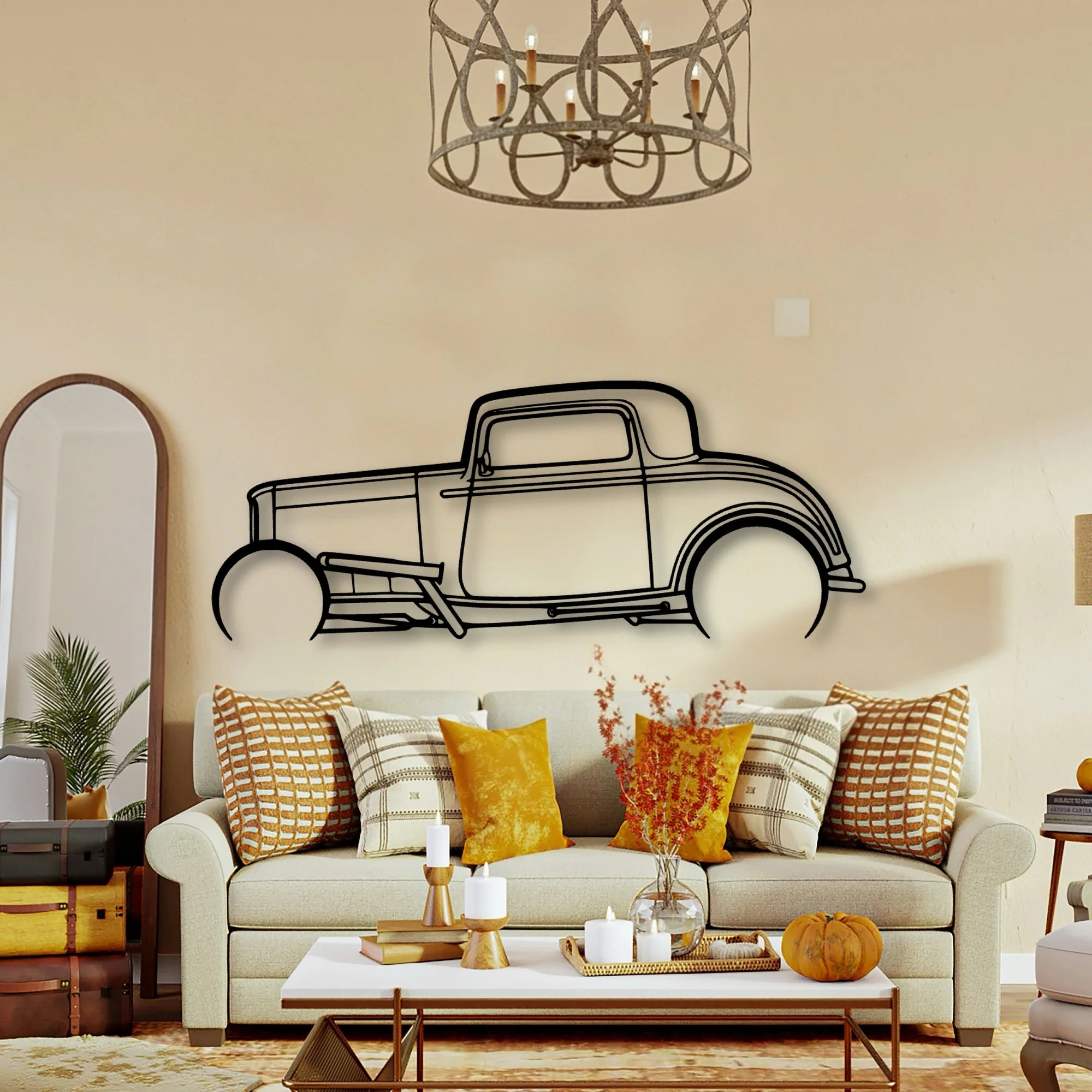 Street ROD 1932 Classic Silhouette Metal Wall Art - Tinvibe