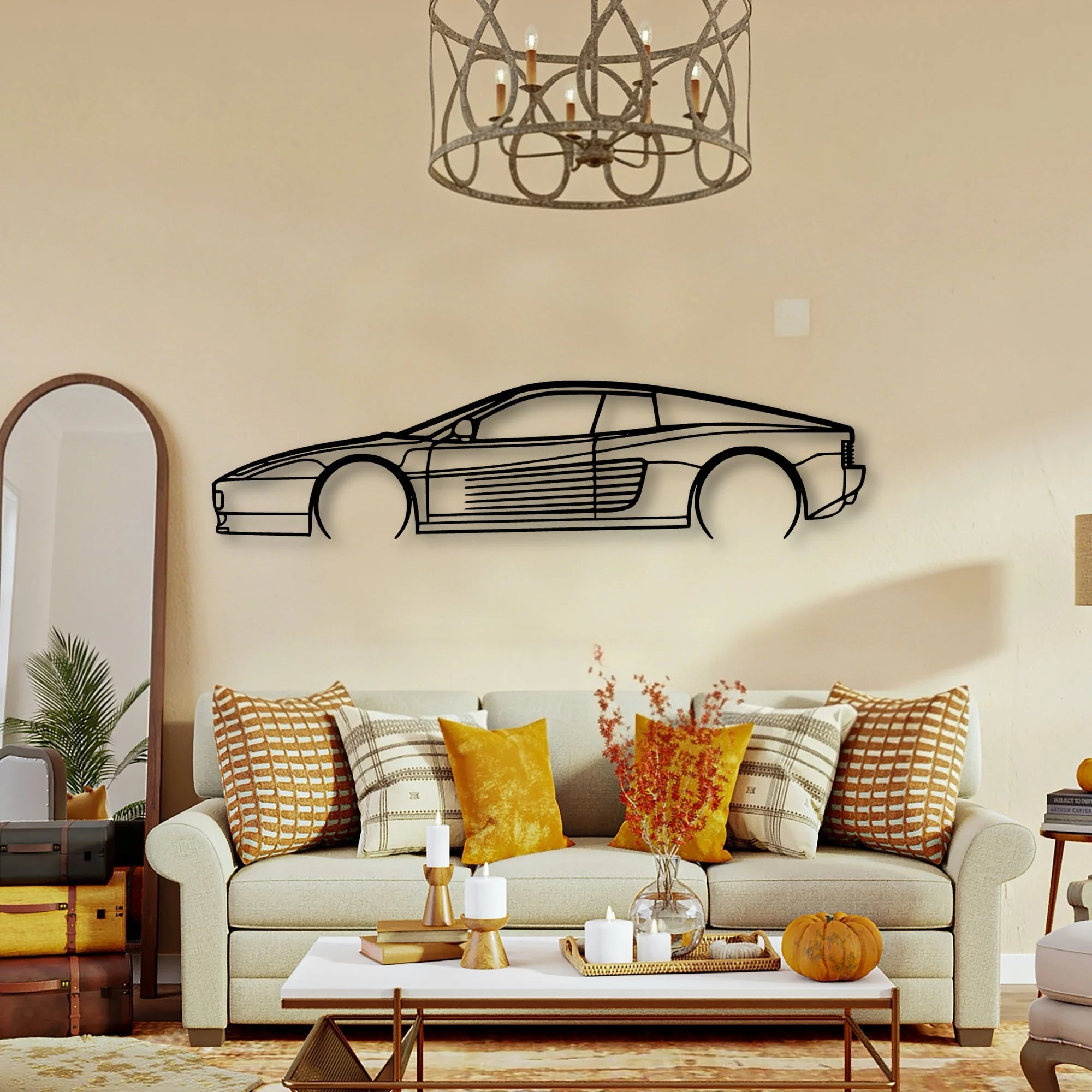 Testarossa 2 Classic Silhouette Metal Wall Art - Tinvibe