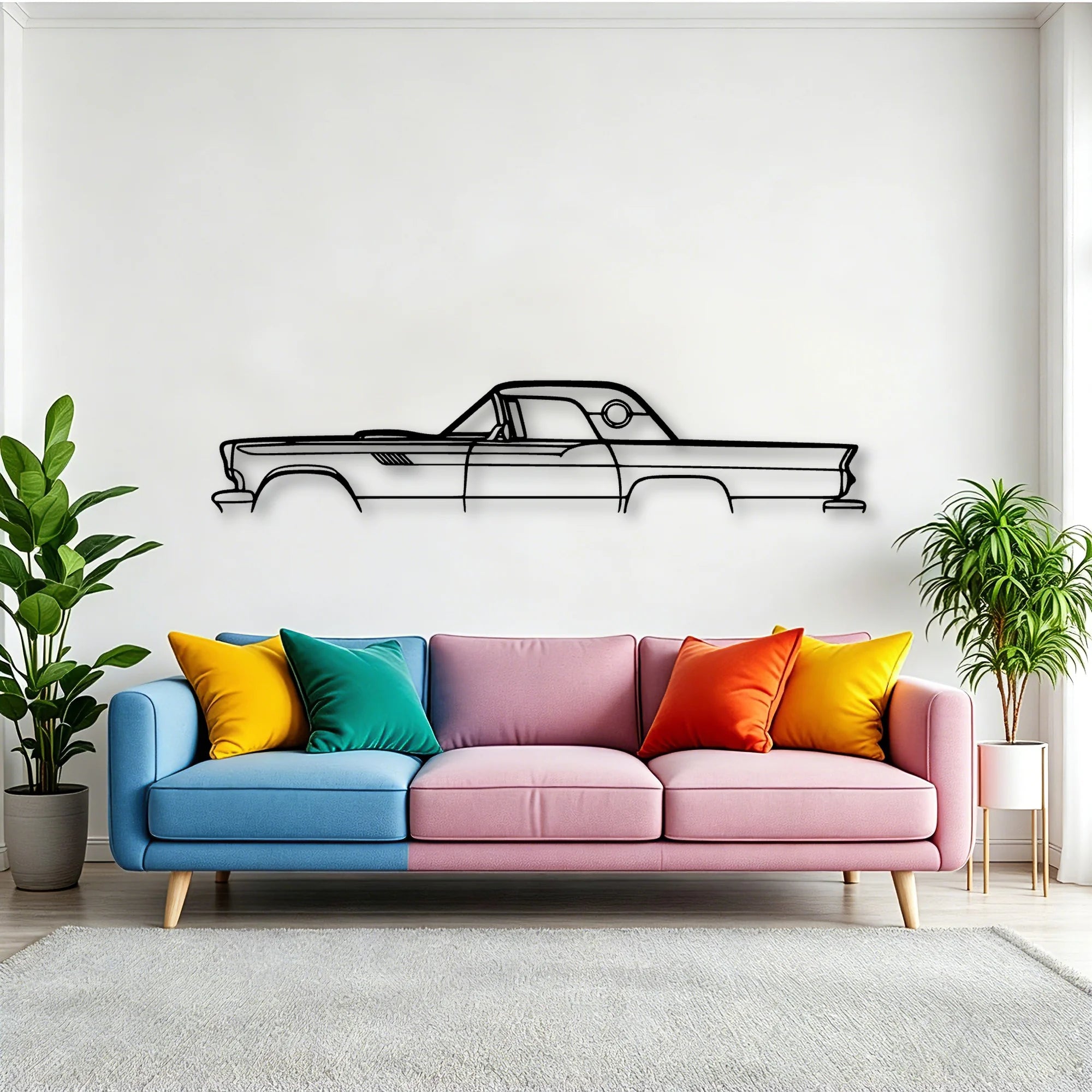 Thunderbird 1957 Classic Silhouette Metal Wall Art - Tinvibe