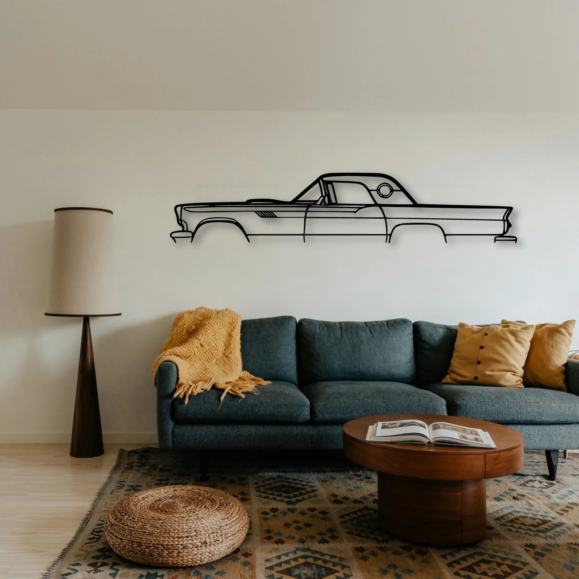 Thunderbird 1957 Classic Silhouette Metal Wall Art - Tinvibe
