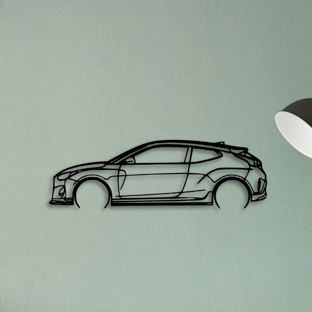 Veloster R 2020 Classic Silhouette Metal Wall Art - Tinvibe