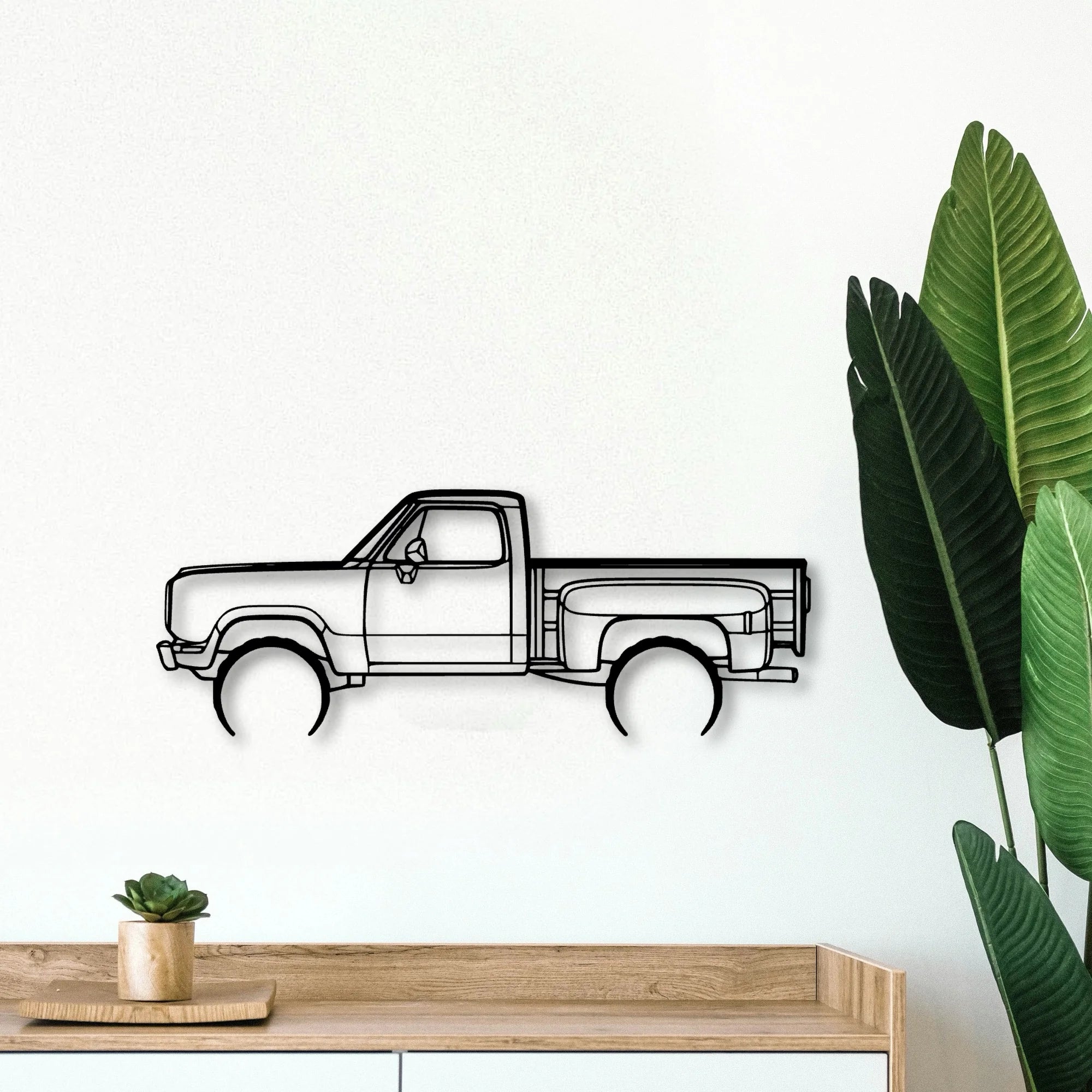 W150 Stepside 1977 Classic Silhouette Metal Wall Art - Tinvibe