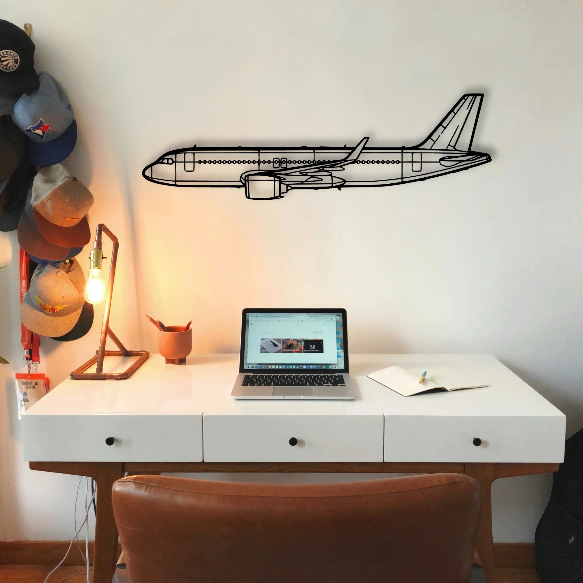 A320NEO 2 Classic Aircraft Silhouette Metal Wall Art - Tinvibe