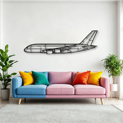 A380 800 Classic Aircraft Silhouette Metal Wall Art - Tinvibe