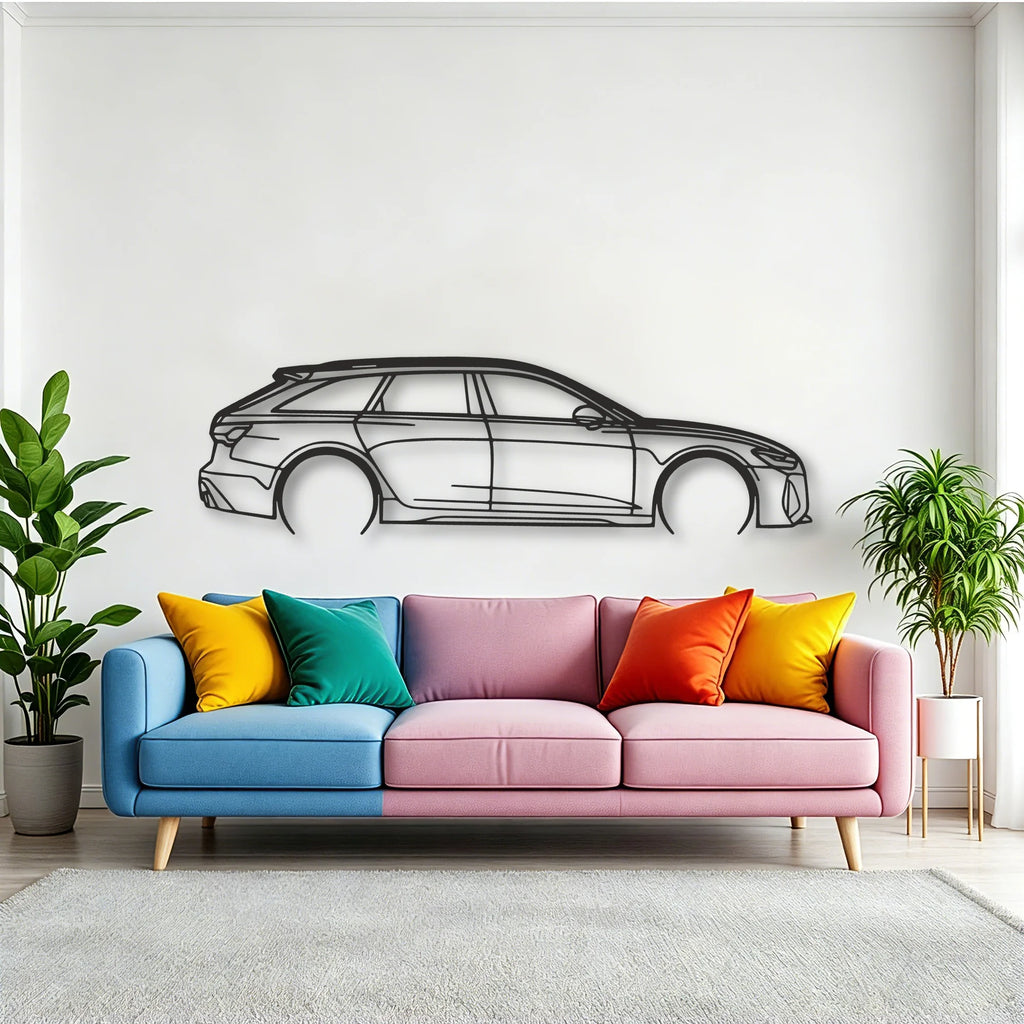 Audi RS6 Classic Silhouette Metal Wall Art - Tinvibe