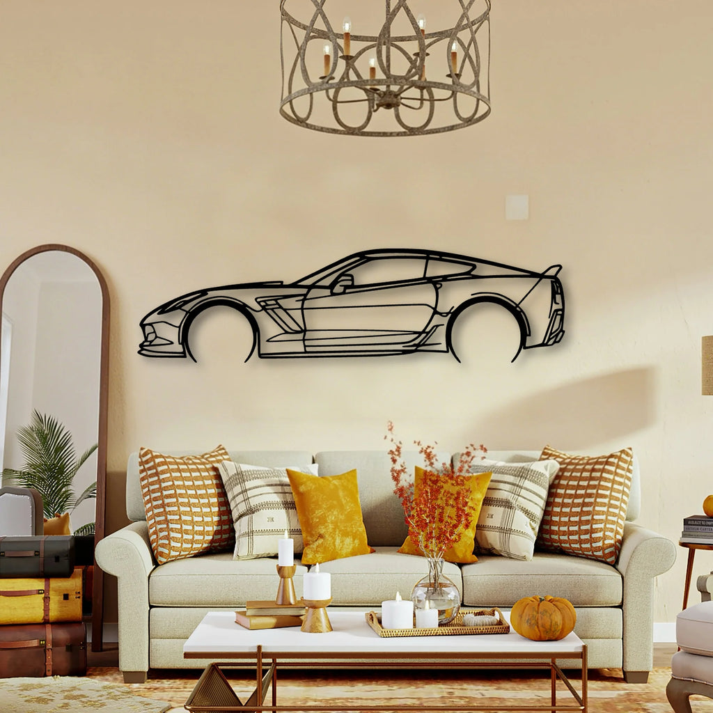 C7 Z06 2 Classic Silhouette Metal Wall Art - Tinvibe