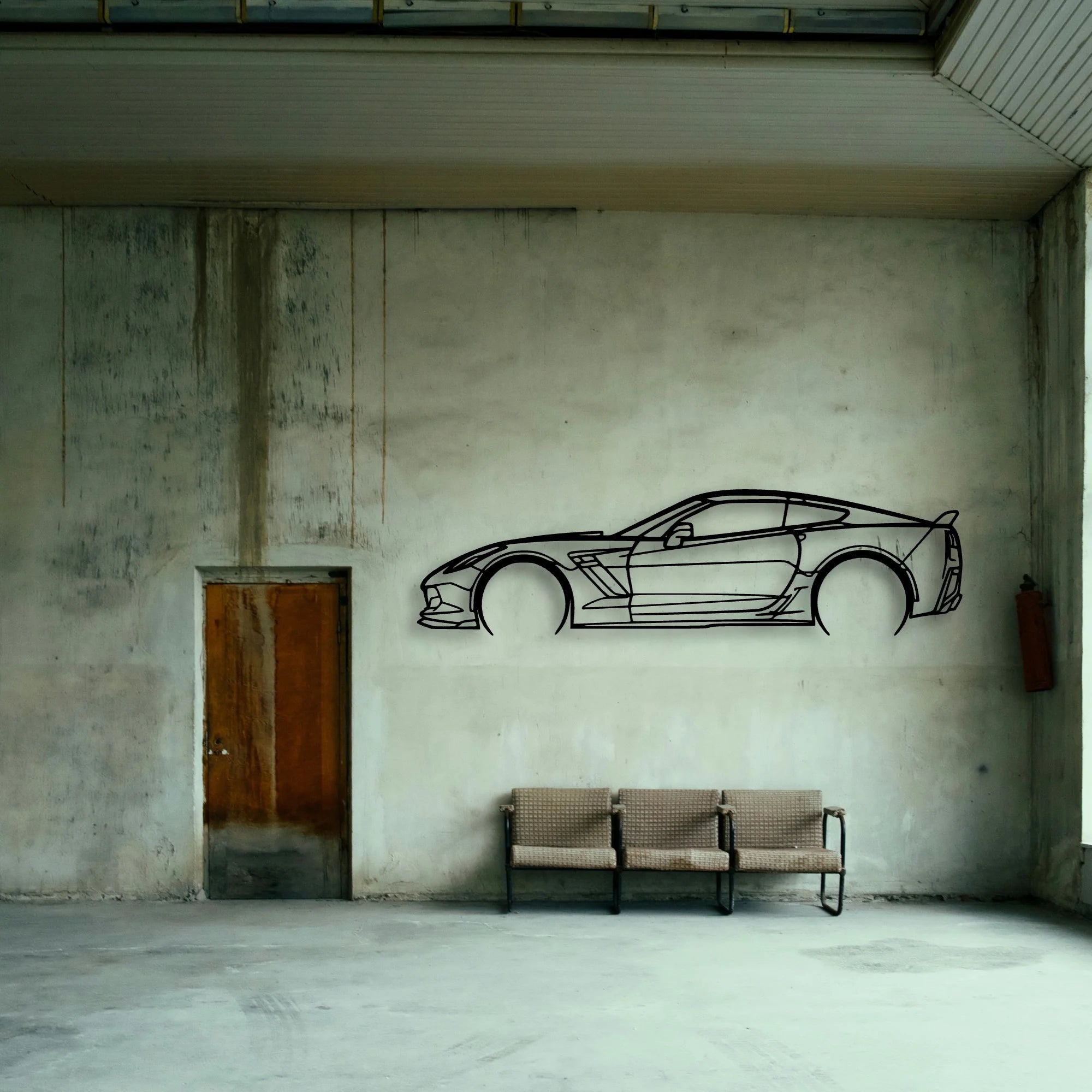 C7 Z06 Classic Silhouette Metal Wall Art - Tinvibe