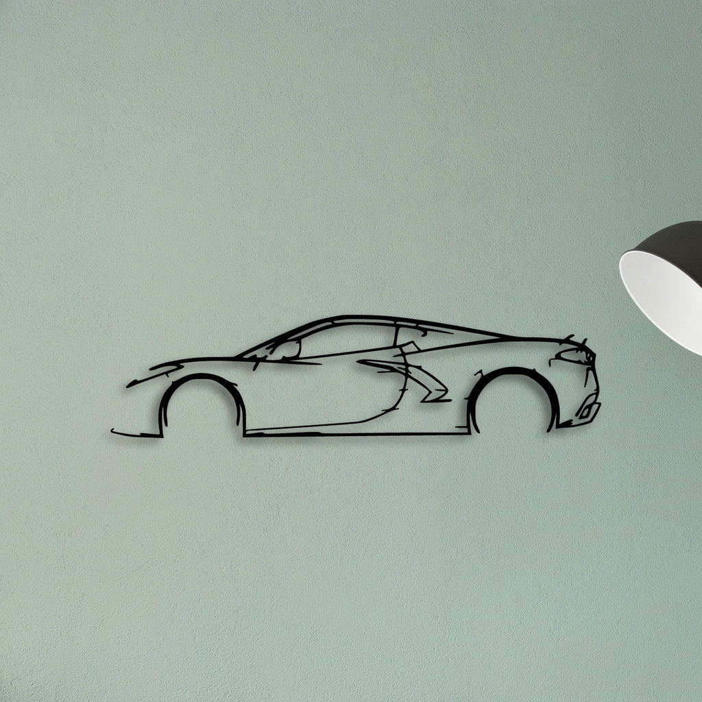 C8 3 Classic Silhouette Metal Wall Art - Tinvibe