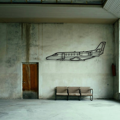Citation Ii 2 Classic Aircraft Silhouette Metal Wall Art - Tinvibe
