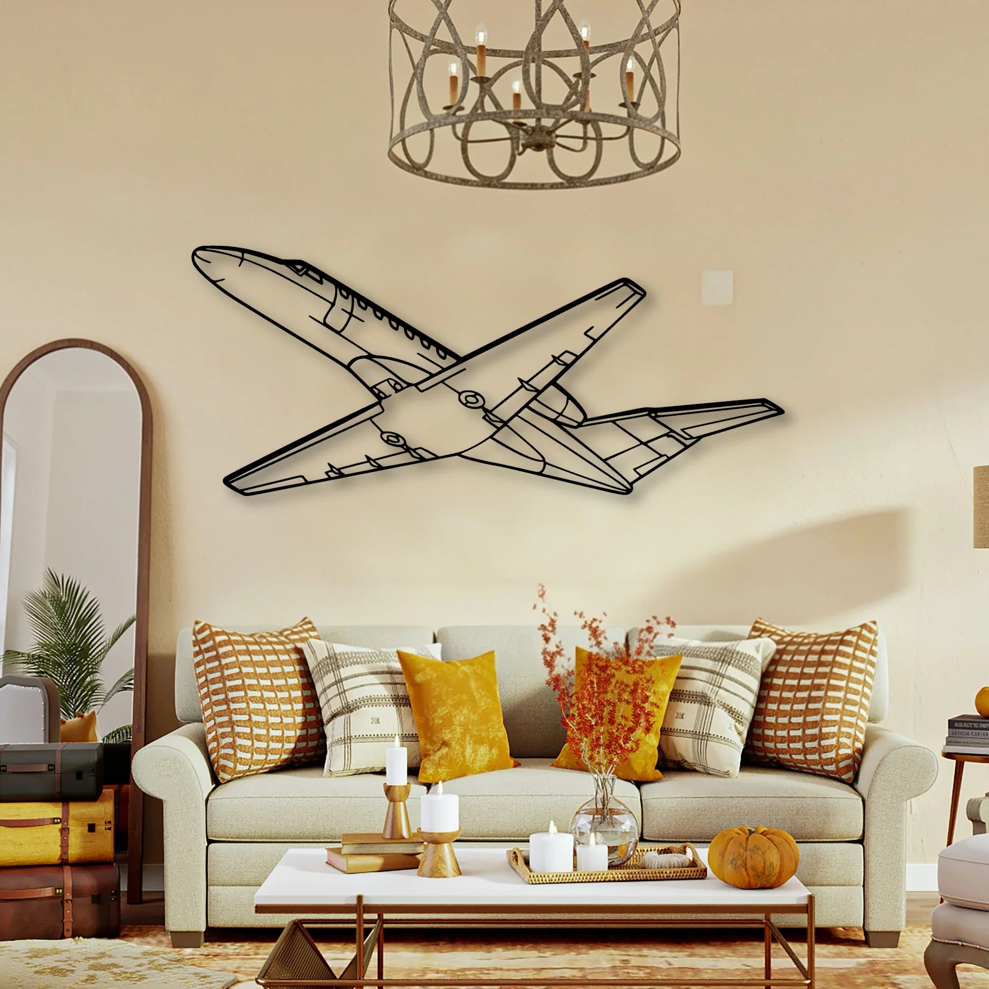 CJ3 Classic Aircraft Silhouette Metal Wall Art - Tinvibe