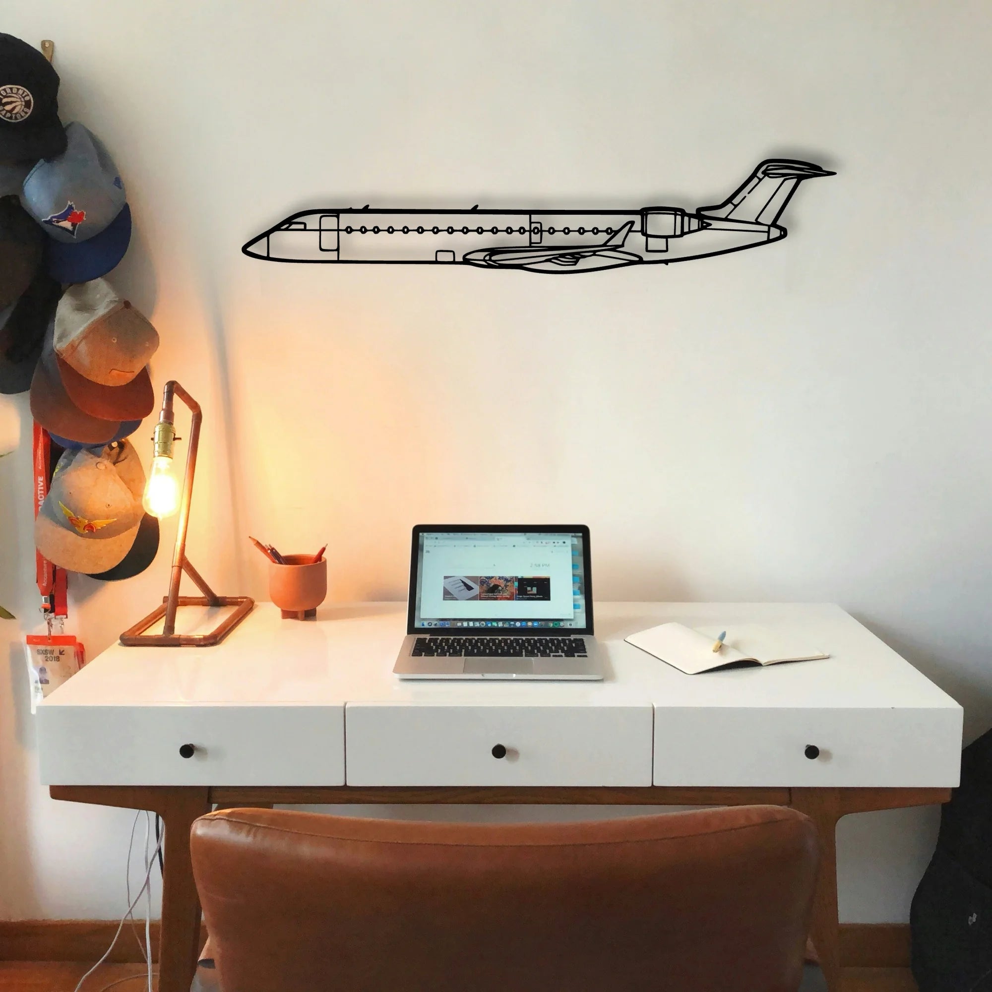 CRJ700 2 Classic Aircraft Silhouette Metal Wall Art - Tinvibe
