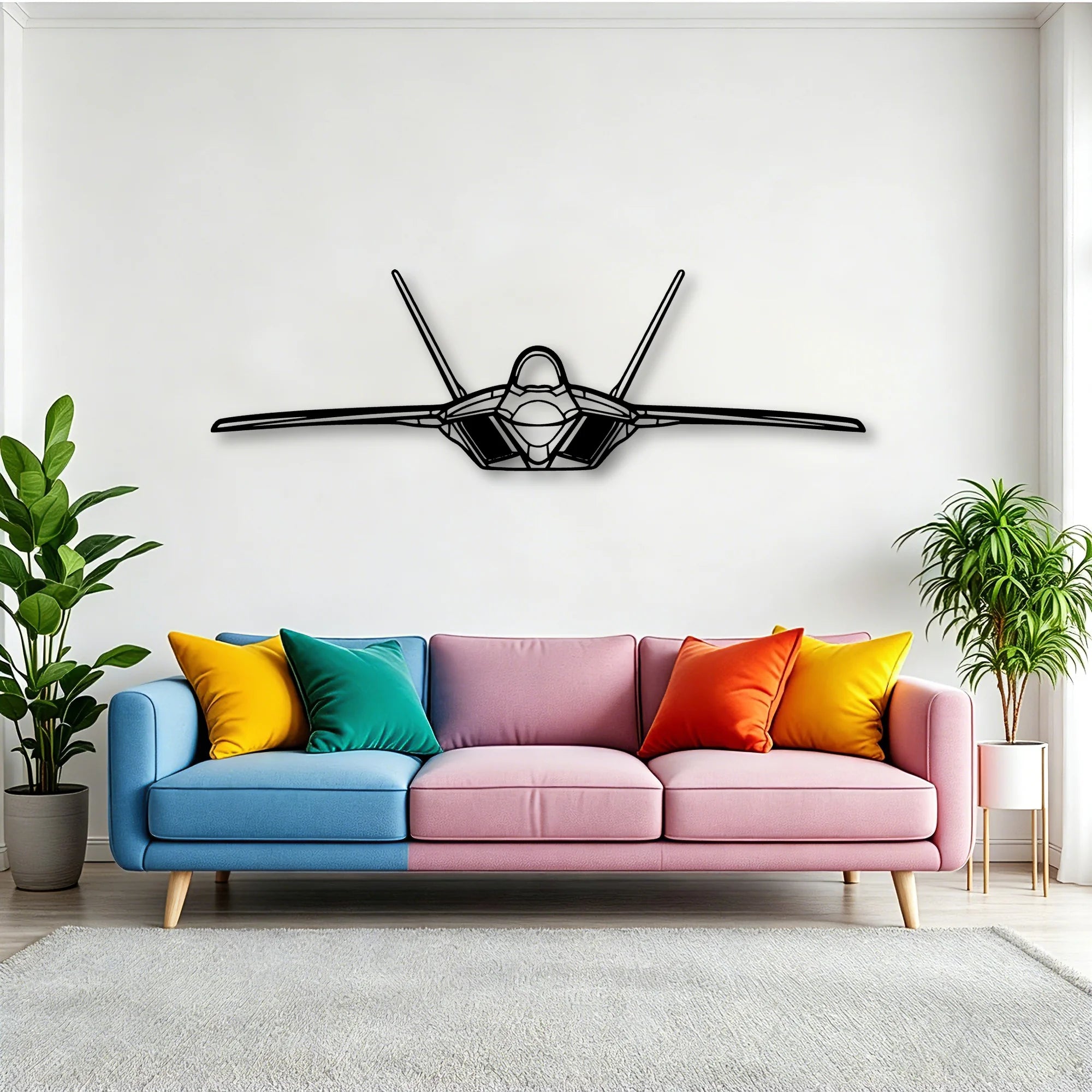 F 22 Raptor 2 Classic Aircraft Silhouette Metal Wall Art - Tinvibe