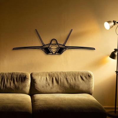 F 22 Raptor 2 Classic Aircraft Silhouette Metal Wall Art - Tinvibe