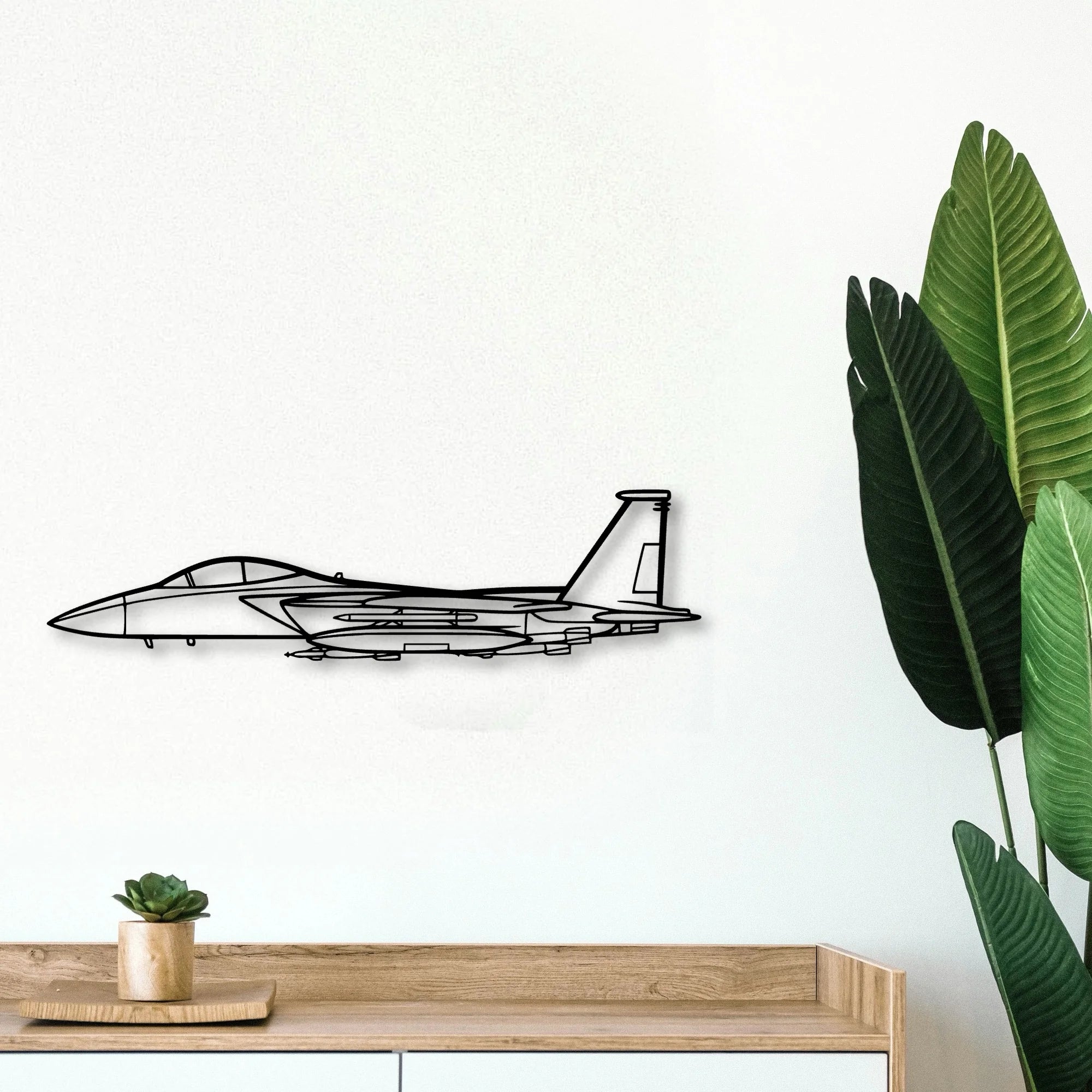 F15 Strike Eagle Classic Aircraft Silhouette Metal Wall Art - Tinvibe