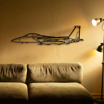 F15 Strike Eagle Classic Aircraft Silhouette Metal Wall Art - Tinvibe