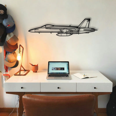 F18 Hornet Classic Aircraft Silhouette Metal Wall Art - Tinvibe