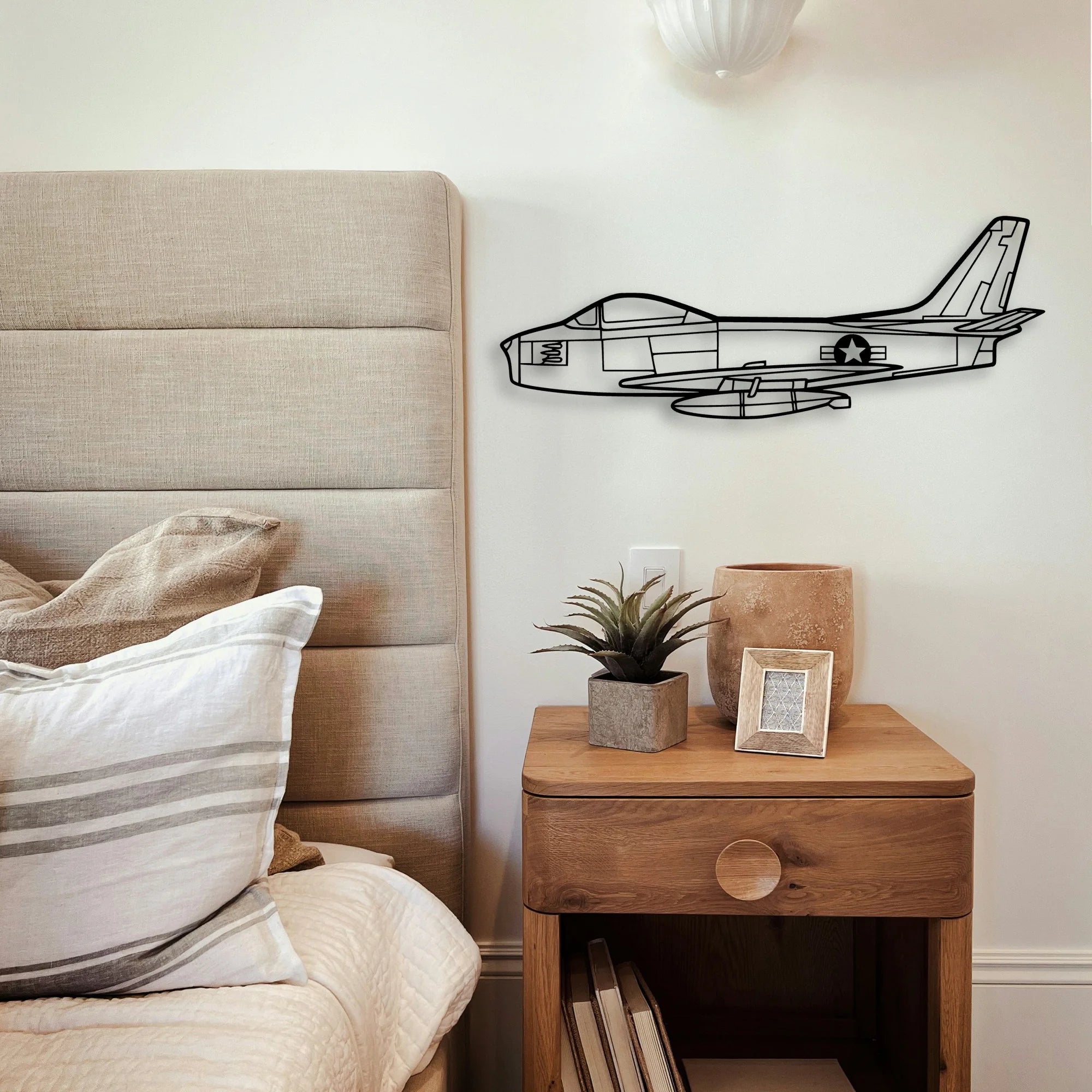 F86 Sabre Classic Aircraft Silhouette Metal Wall Art - Tinvibe