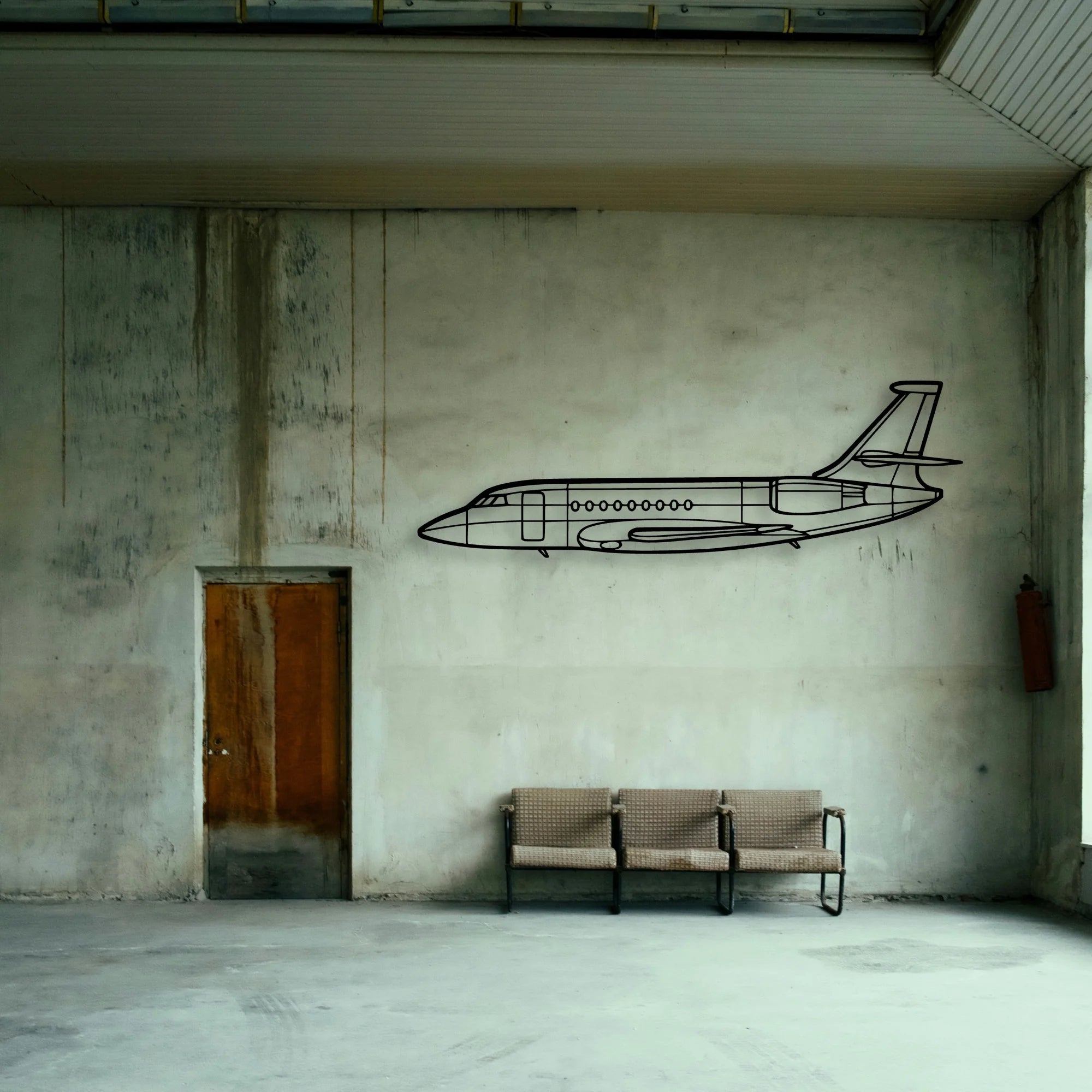 Falcon 2000 2 Classic Aircraft Silhouette Metal Wall Art - Tinvibe