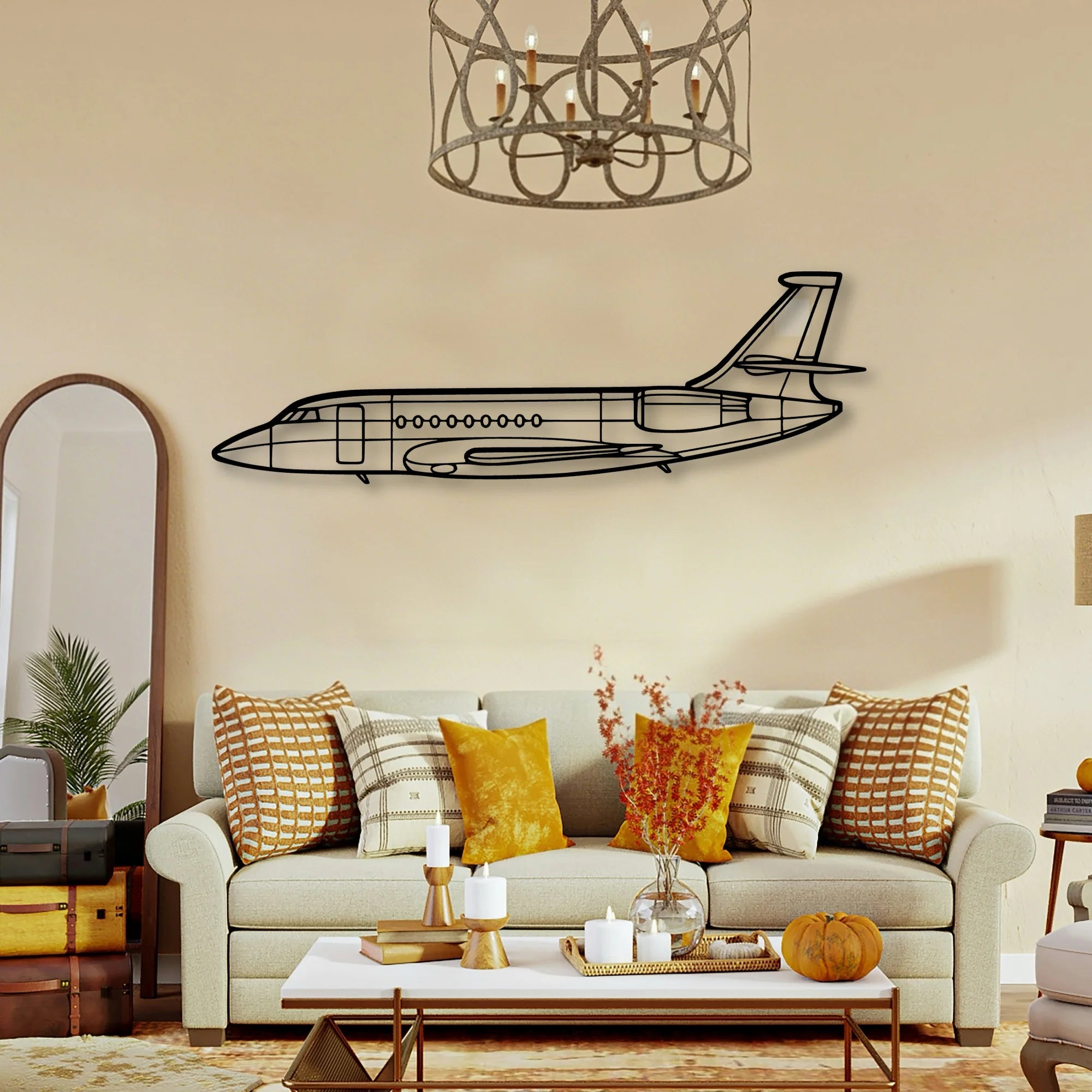Falcon 2000 2 Classic Aircraft Silhouette Metal Wall Art - Tinvibe