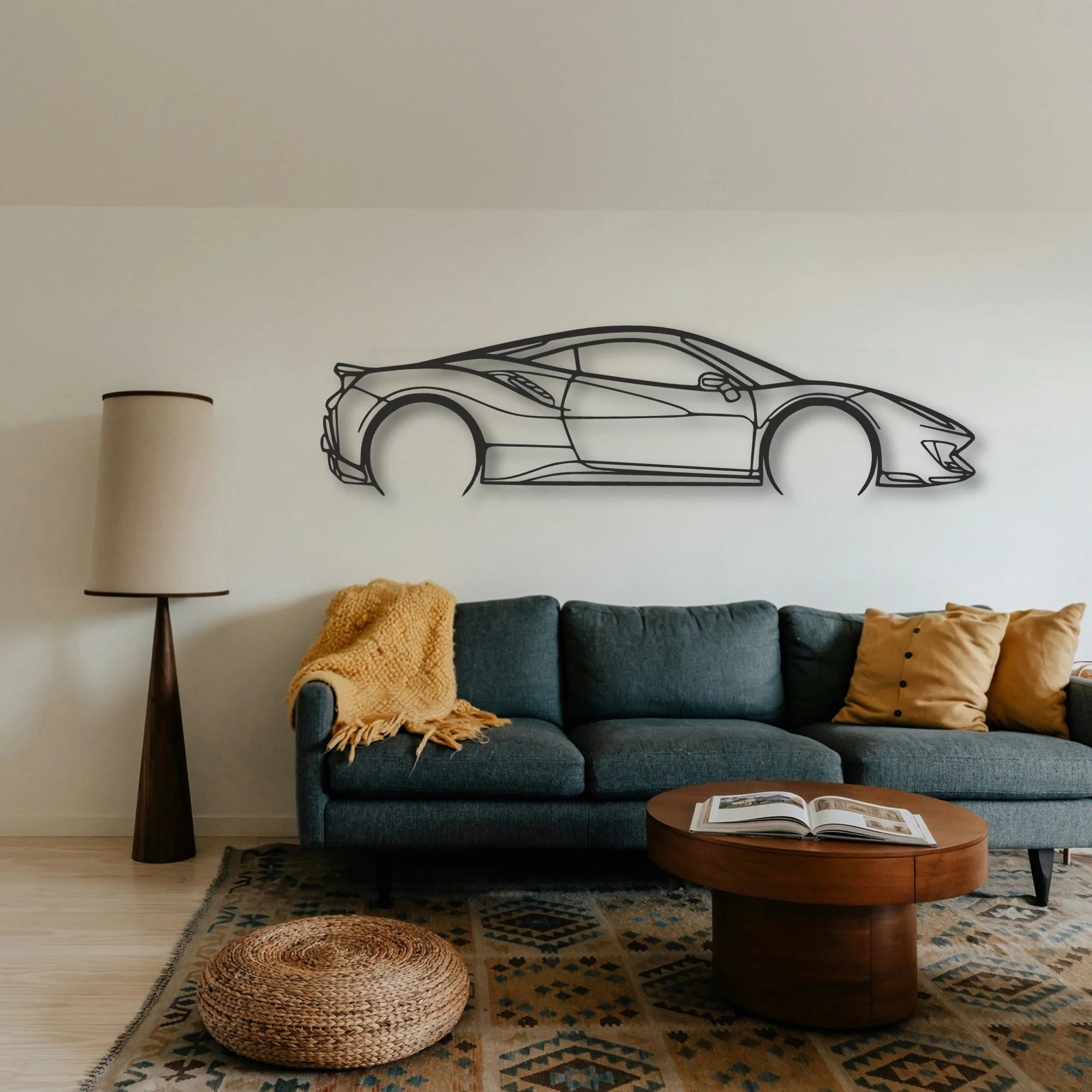 Ferrari 488 Pista Classic Silhouette Metal Wall Art - Tinvibe