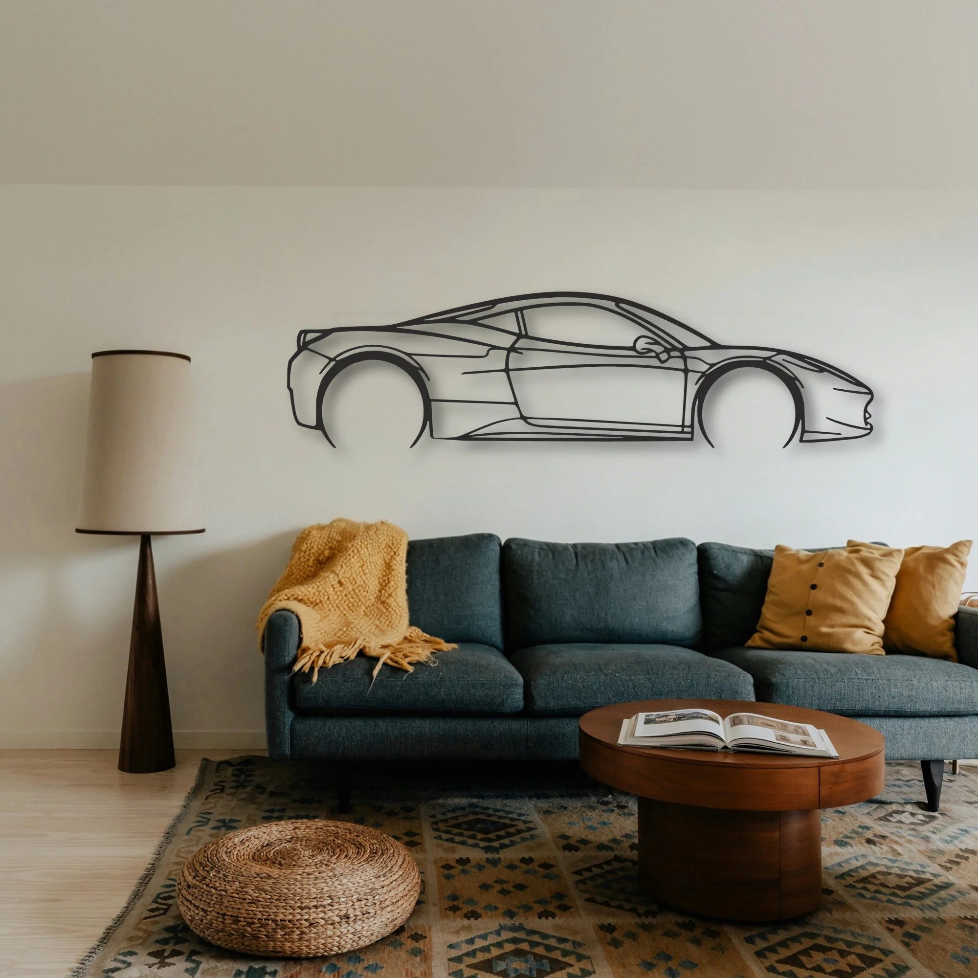 Ferrari 458 Italia Classic Silhouette Metal Wall Art - Tinvibe