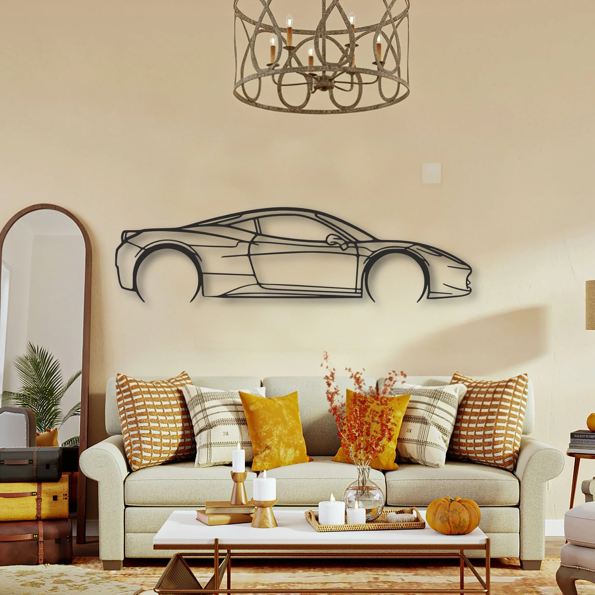 Ferrari 458 Italia Classic Silhouette Metal Wall Art - Tinvibe