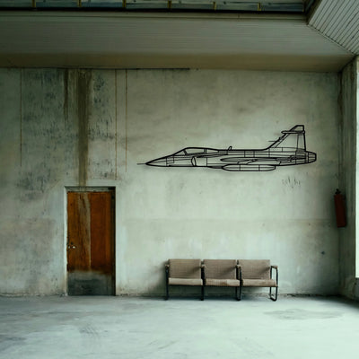 Jas 39 Gripern Classic Aircraft Silhouette Metal Wall Art - Tinvibe
