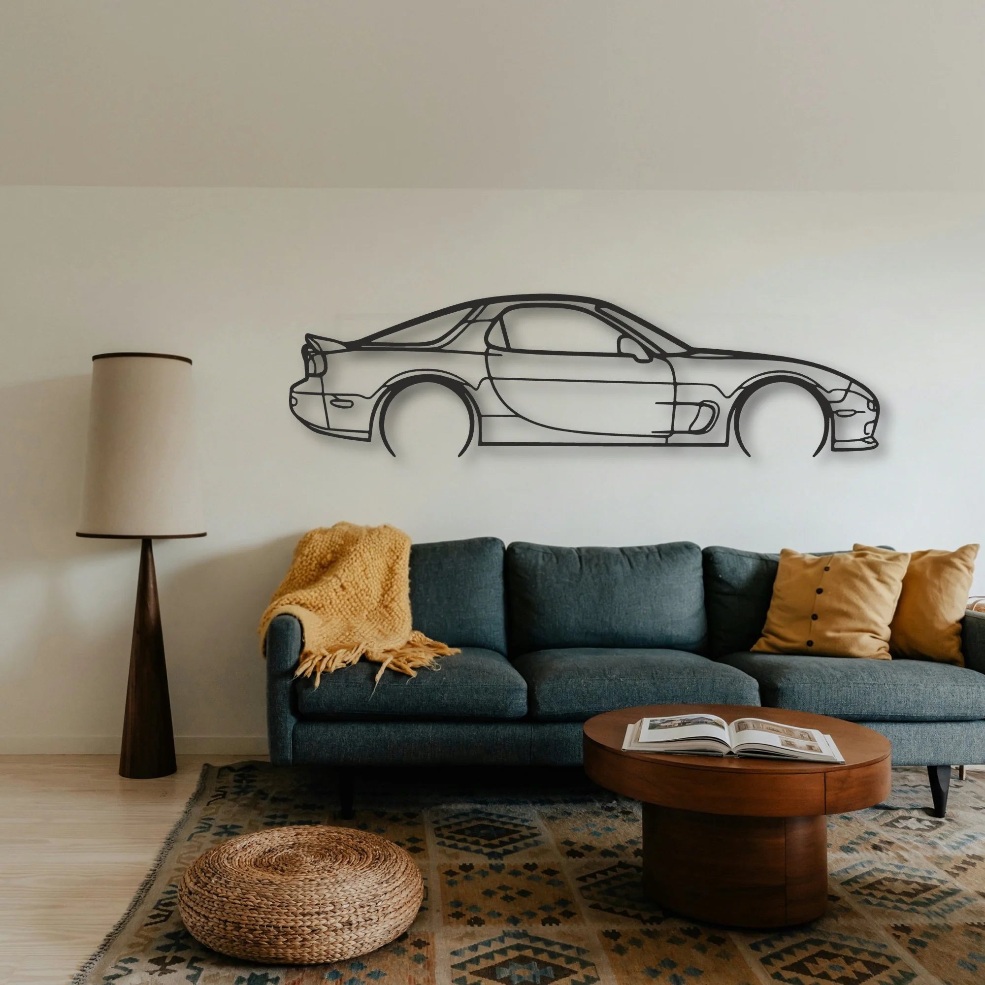 Mazda RX7 Classic Silhouette Metal Wall Art - Tinvibe