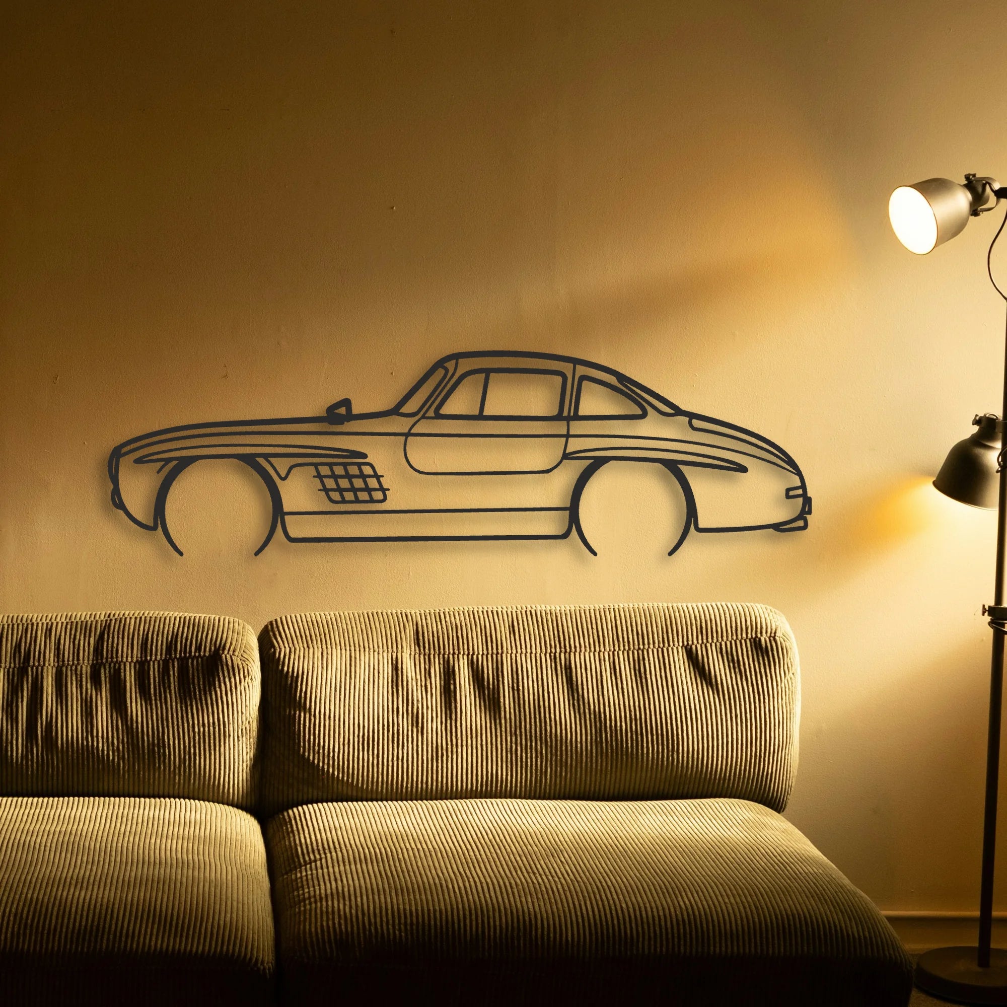 Mercedes 300 SL Classic Silhouette Metal Wall Art - Tinvibe