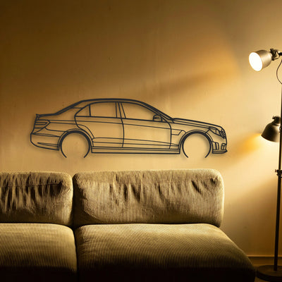 Mercedes E63 AMG Classic Silhouette Metal Wall Art - Tinvibe