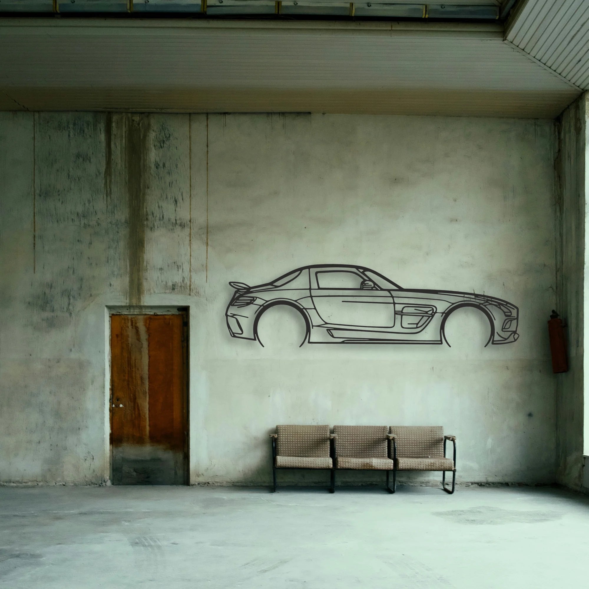 Mercedes SLS AMG Classic Silhouette Metal Wall Art - Tinvibe